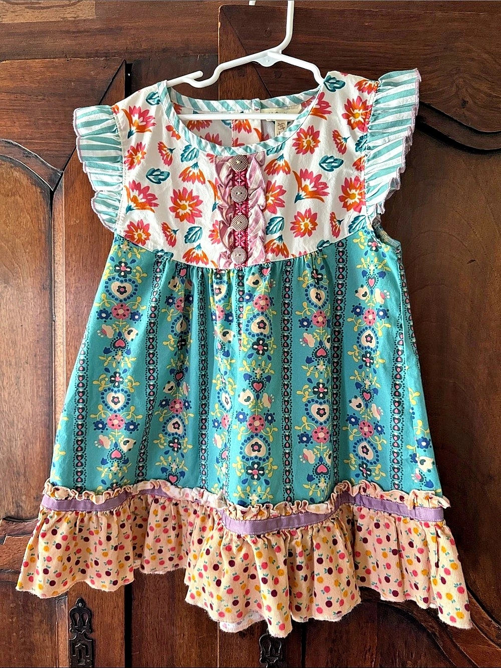 Matilda Jane Girls Floral Ruffle Dress in Blue & White Like New